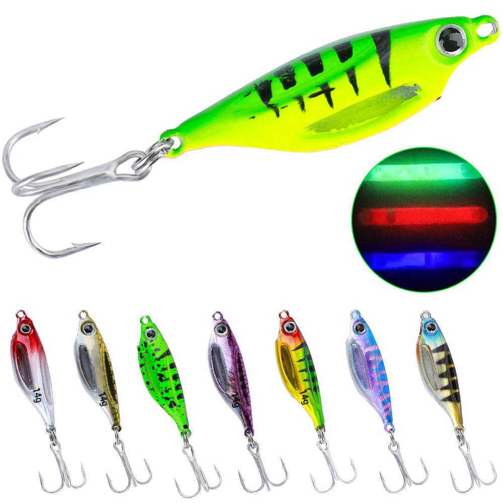 FTK 1 stücke Neue Erfindung Einsetzbarer Leuchtstab Vibrierender Angeljig 5g-20g, Eisfischköder Angelköder Leuchtender Köder Spinnfischköder