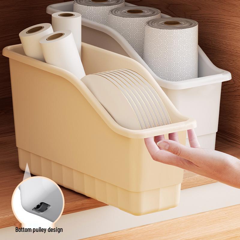 Wheeled Kitchen Cabinet Storage Box - Large Capacity Multifunction Organizer for Miscellaneous Household Items