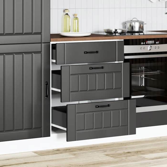 VidaXL Armoire de cuisine Lucca noir bois d'ingénierie, meuble d'évier, meuble de cuisine avec tiroir, meuble de cuisine à 854270