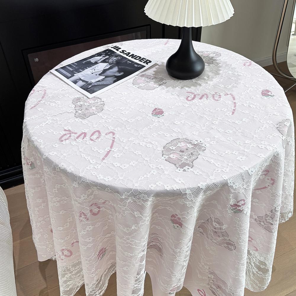 Lace Floral Tablecloth Desk Flannel Fabric Decoration Small Coffee Table Bedside Table Rectangular Retro Korean Style