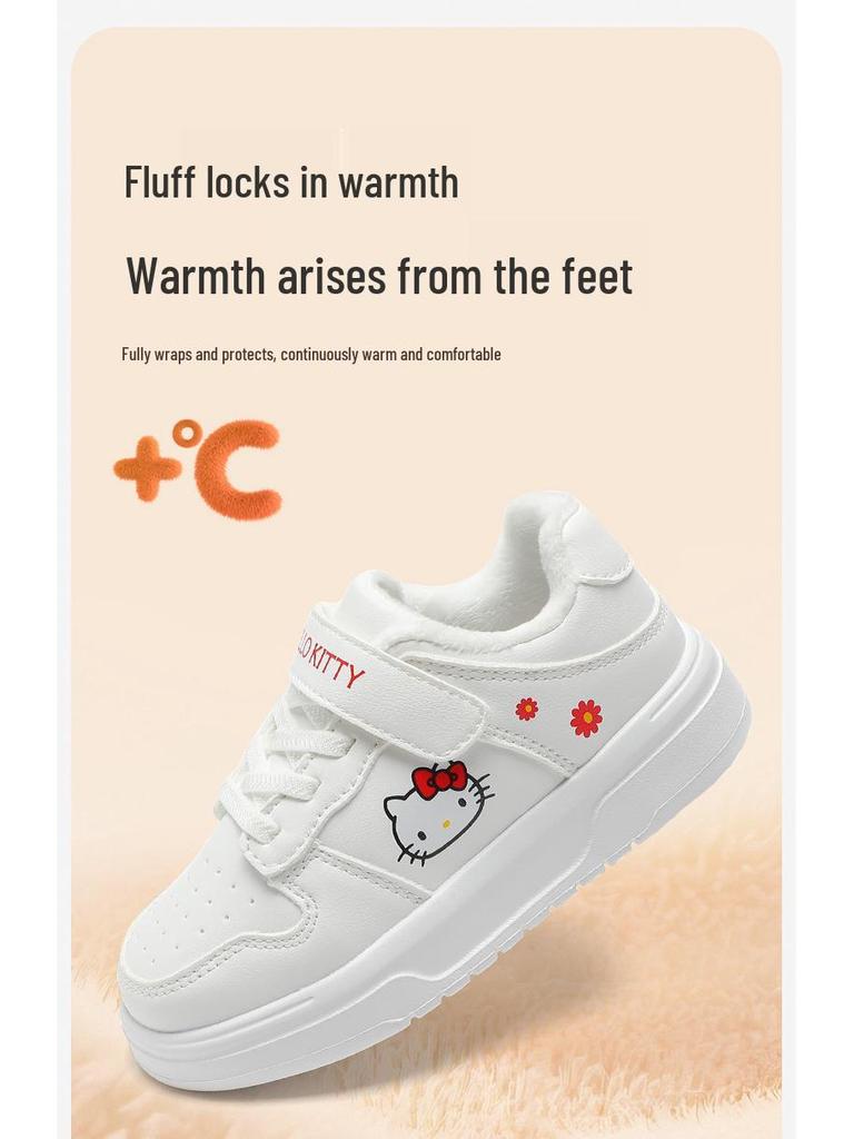 Cartoon Girls' Sports Shoes: Versatile White Non-Slip Skate Shoes for Kids, 2025 Autumn/Winter Collection.