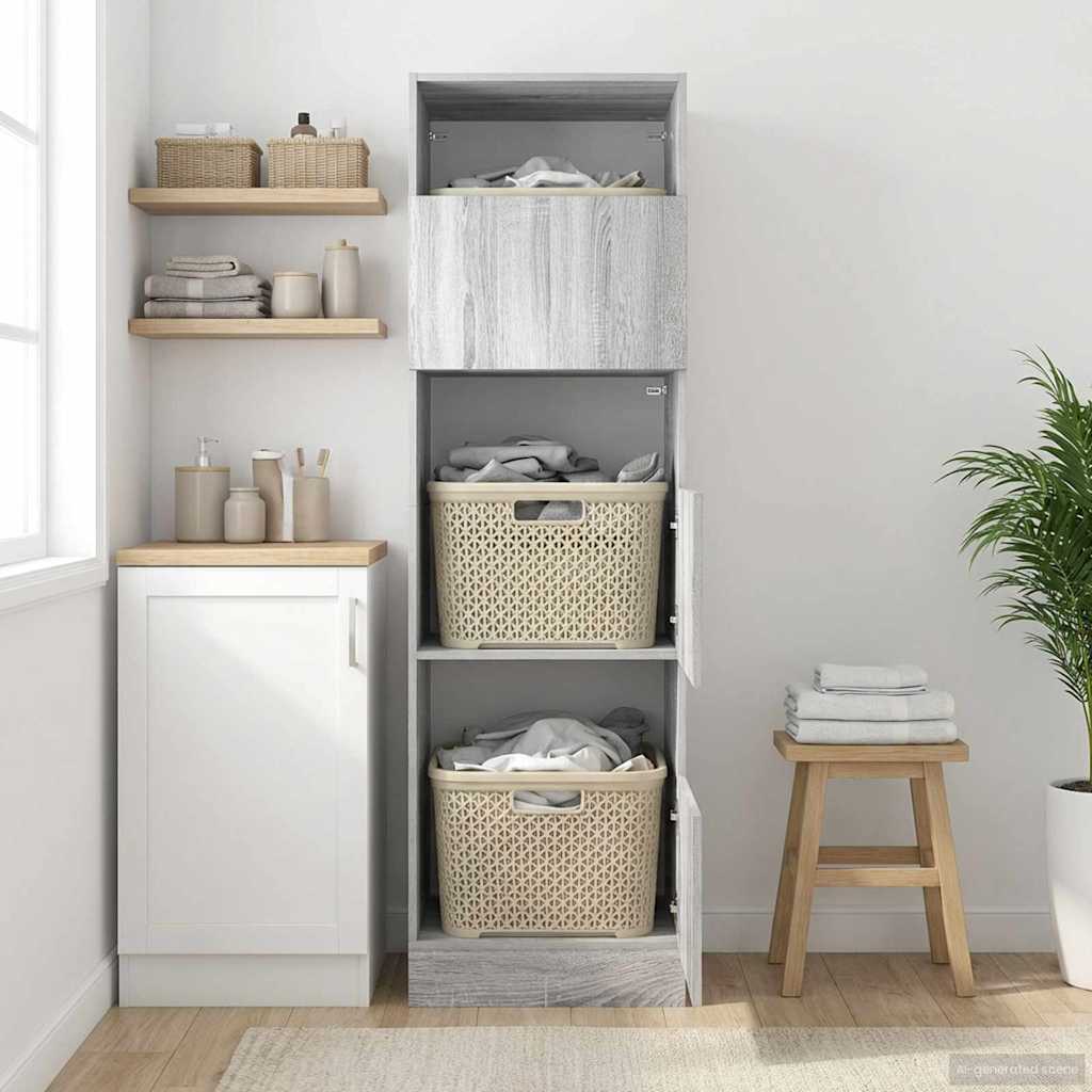 Laundry Cabinet Grey Sonoma 50 x 68 x 162 cm Particleboard
