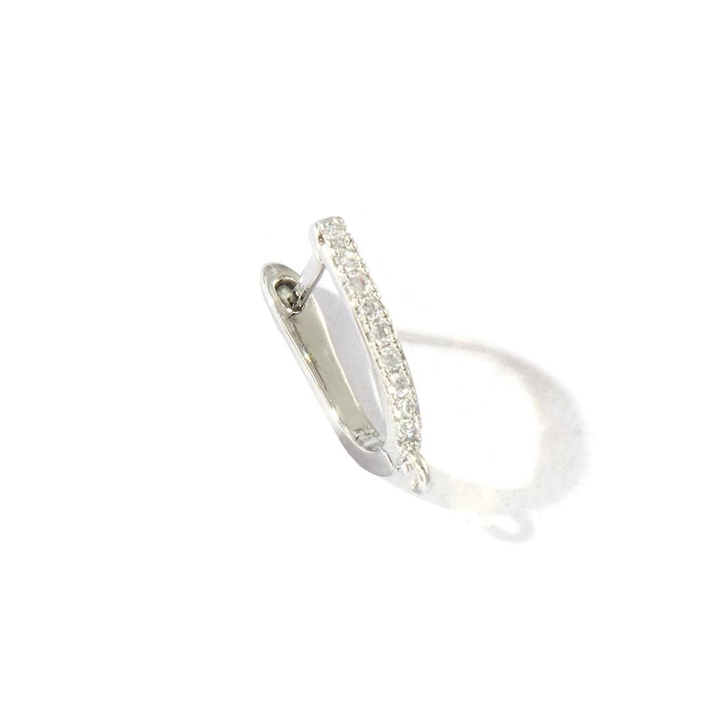 1-5 Pairs Brass Micro Pave Huggie Hoop Earrings Hooks Earwires Basic Fasteners Clear Cubic Zirconia With Loop Earring Fixtures