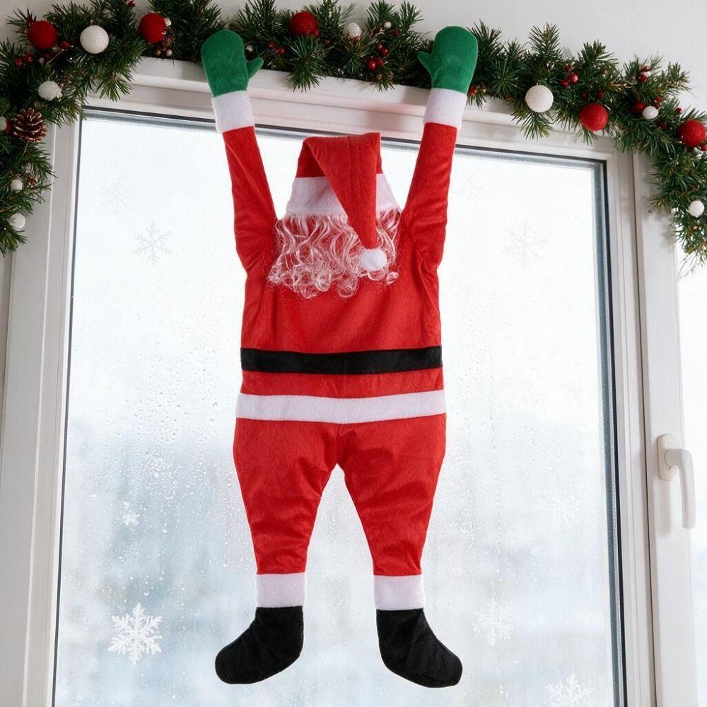 Velvet Window Hanging Santa Claus Self-adhesive Christmas Background Decoration Indoor