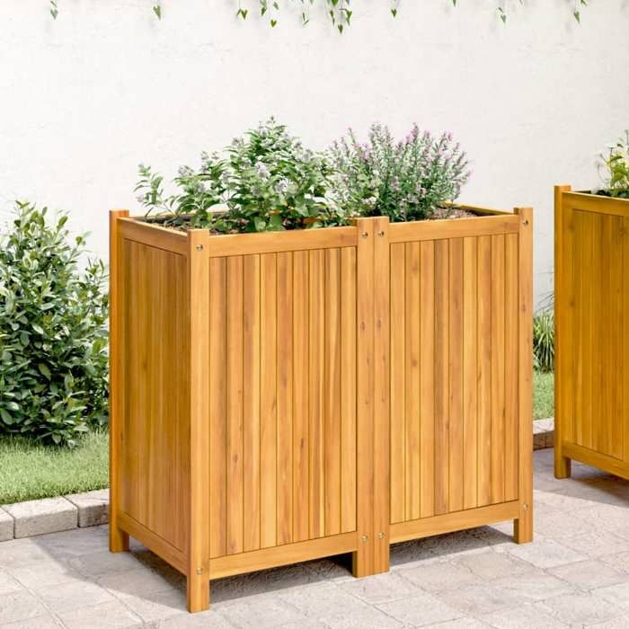 VidaXL Jardinière avec Doublure, Lit Surélevé, Bac à Fleurs, Pot de Plantes, Boîte à Fleurs Jardin Patio Terrasse, 84x42x75 366437
