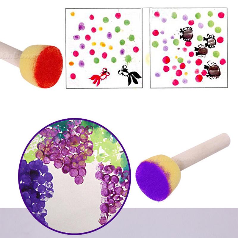 4 Sponge Brush Art Handicrafts Painting Tools Round Sponge Sealed Mushroom Head Wiping Sticks