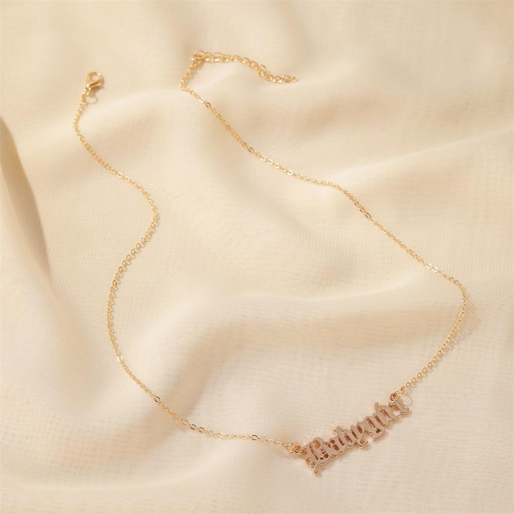 Personalized Baby Girl English Letter Necklace - Women's Minimalist Clavicle Chain Alloy Accessory