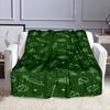 Christmas Green Leaves and Ornaments Design Patterned flannel blanket perfect for the bedroom living room, sofa, or a little nap
