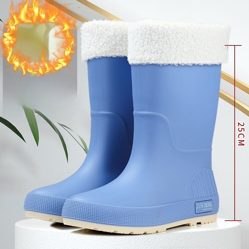 Mode Plus Samt Mittelhohe Damen Gummistiefel Regenstiefel Regenstiefel Outdoor Arbeit Rutschfest Wasserdicht Gummischuhe