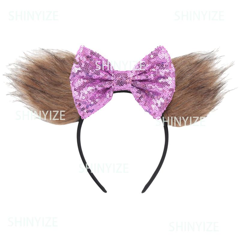 Fashion New Brown Beauty And Beast Mouse Ears Headband 5" Headwear Boys Girls Festival Party Hair Accessories Women Gift