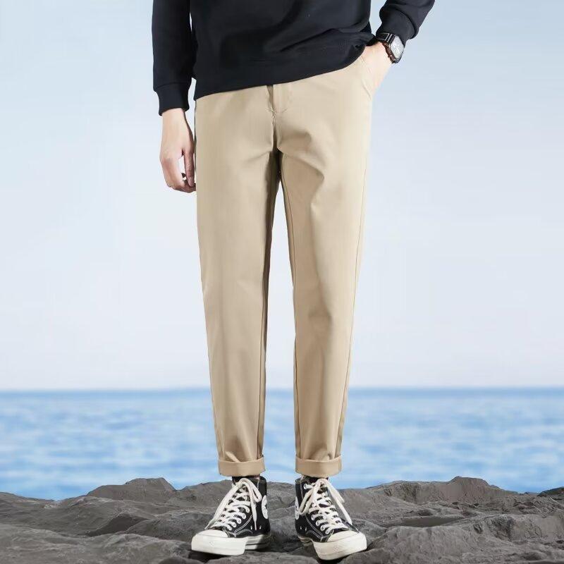 Spring and Summer Suit Pants Men's Pants Trendy Brand Drape Harlan Nine-point Pants Slim-fitting Non-ironing Pants Men's Casual Pants
