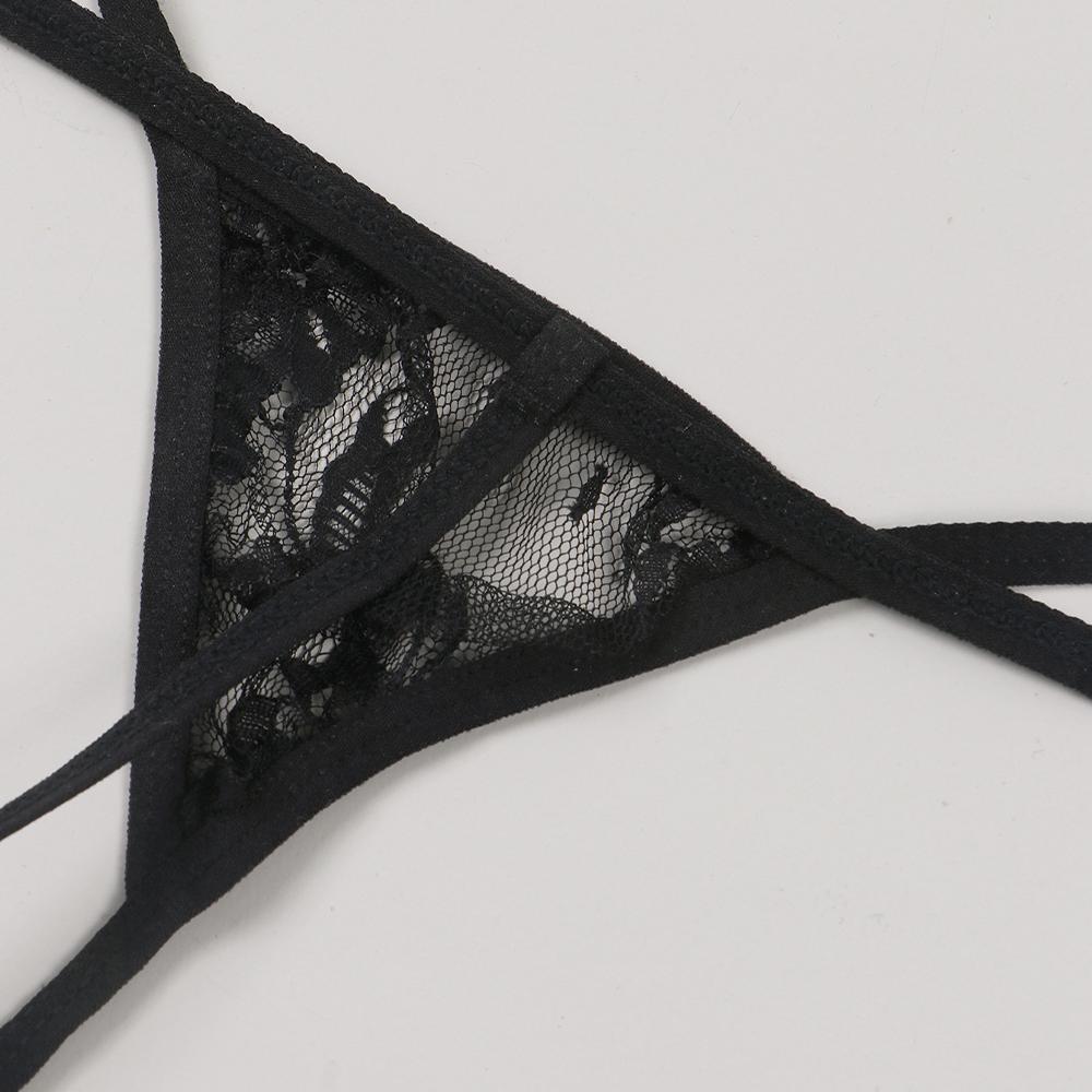 Sexy Lace See-through Beach Thong Ladies Bikini V Strap Panties Sexy Lingerie for Fine Woman 3PCS