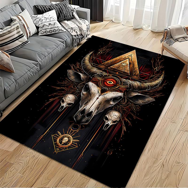 Mystic Bull Skull Design Carpet Suitable As a Non-slip Mat for the Living Room or Bedroom Sofa
