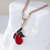 Shiny Red Natural Zircon Pendant Necklace Women  Rose Gold And Black Plating High Quality Daily Fine Retro Jewelry
