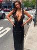 Women's V-neck Formal Dress Women's Lace Long Dress Ladies' Backless Sexy Dress Ladies' Black Dress 2026