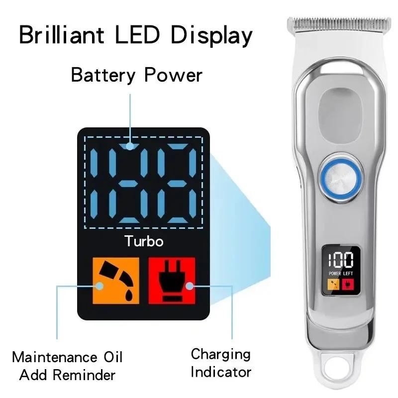 Professional Hair Clipper Rechargeable Electric Trimmer For Men Beard Kids Barber Cutting Machine Haircut LED Screen Waterproof