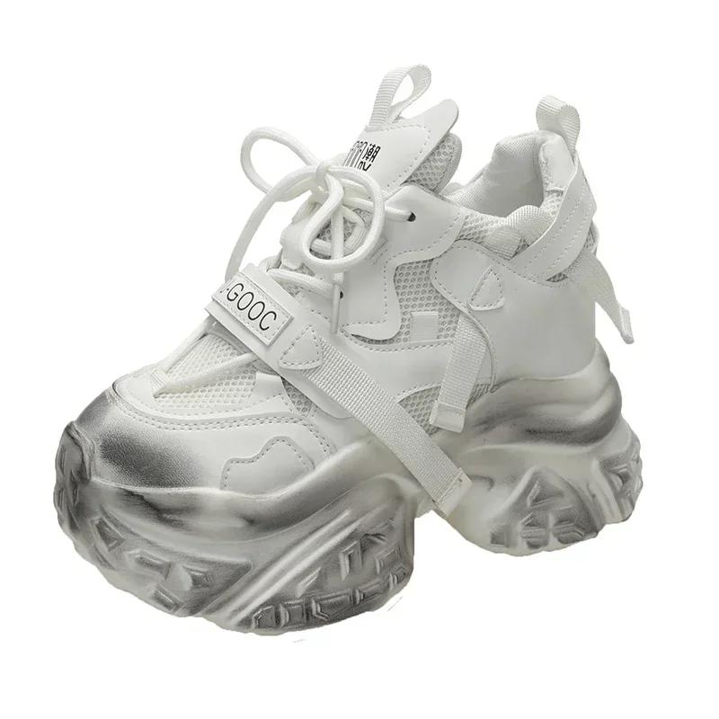10.5CM New Women's Breathable Mesh Platform Shoes Outdoor Increase Height Chunky Sneakers for Women Casual Walking Shoes Tenis