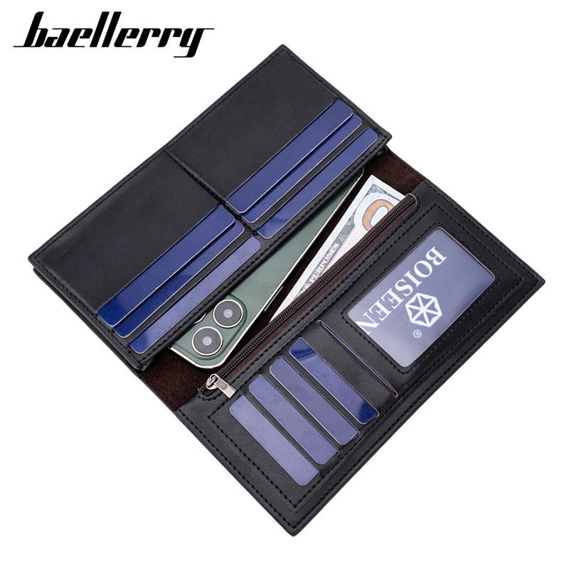 Baellerry Men Long Wallets Vintage Design Card Holder Artificial Leather Business Wallet Money Bags
