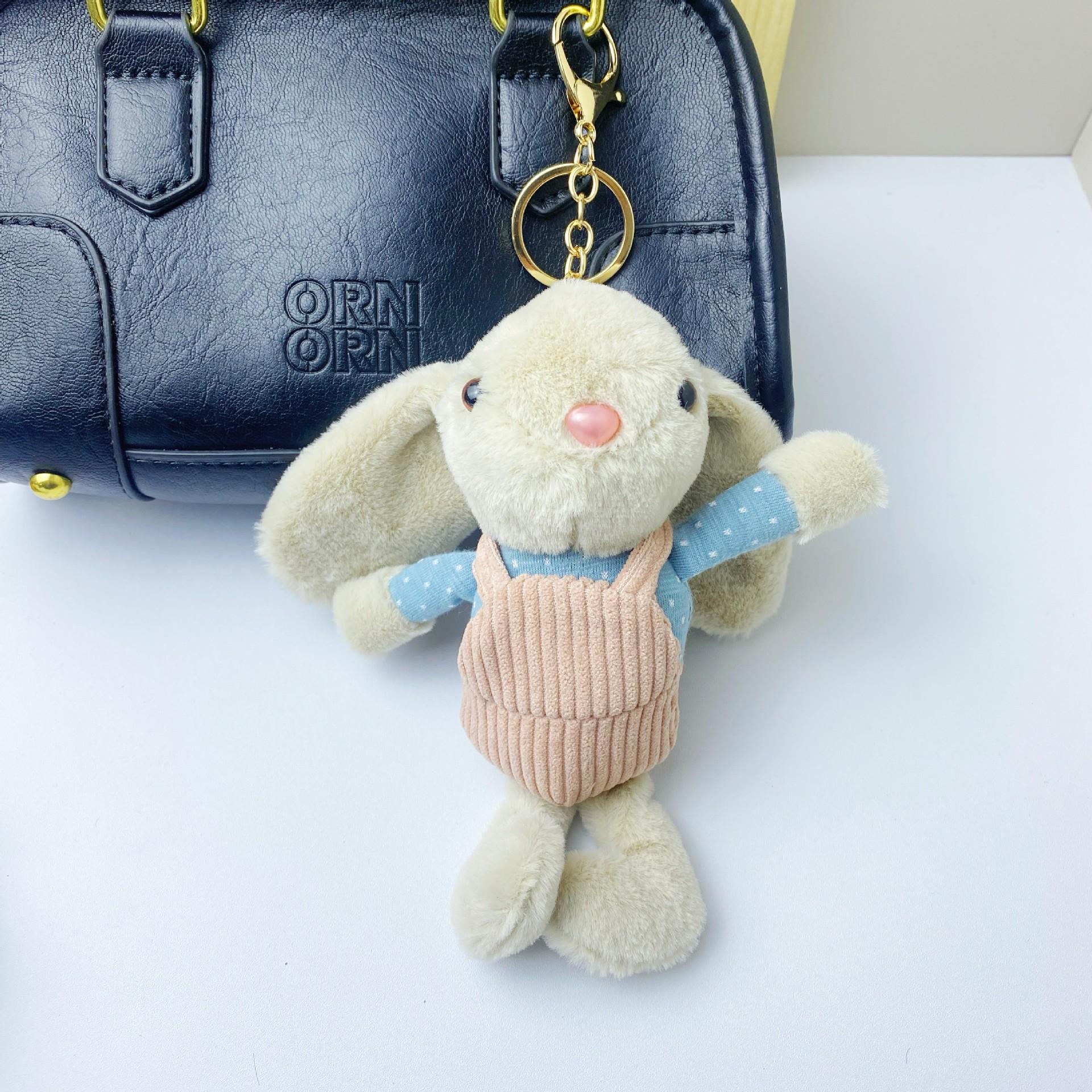 

Adorable Long-Eared Rabbit Plush Overall Keychain Ornament Height approx. 16cm