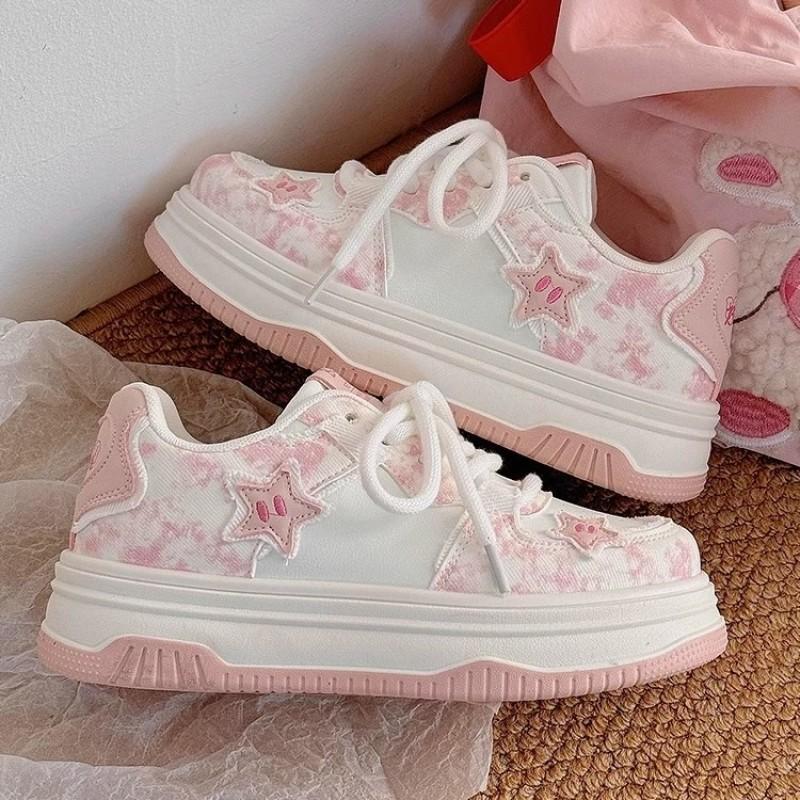 Dopamine-inspired platform shoes2026New summer-style, durable canvas sneakers for middle school students, white athletic shoes for girls