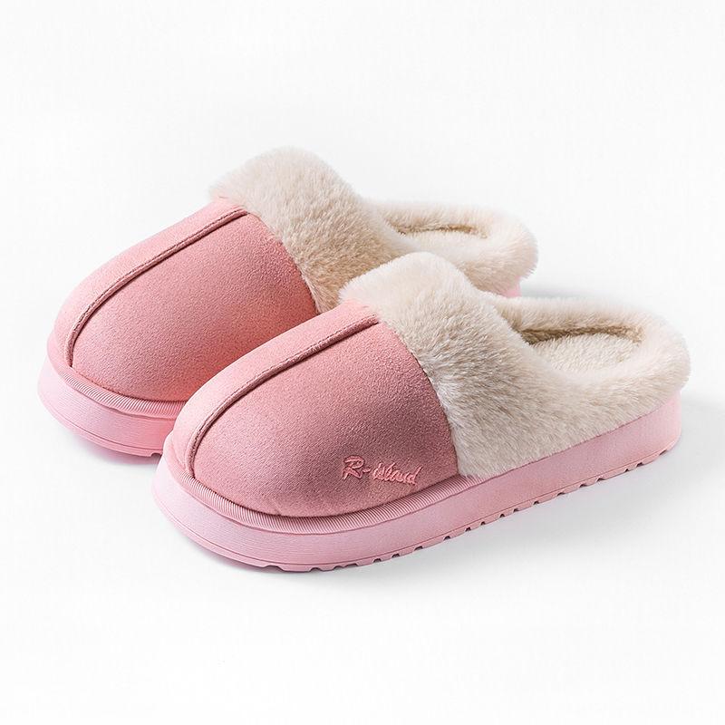 Baumwollpantoffeln Damen Saison warm und Samt dicke Sohlen drinnen und draußen Zuhause Tasche Kopf Paar flauschige Schuhe Wochenbett-Schuhe Herren