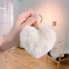 Love Heart Plush Bag Pendant Fluffy Ball Car Key Ring Imitation Rabbit Fur Solid Color Key Chain Bag Accessories