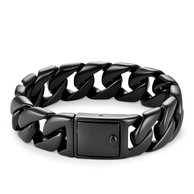 Stainless Steel Cuban Link Bracelet 20mm Vacuum Plated Hip Hop Mens Jewelry Geometric Chain Daily Wear