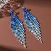 Ladies Light Luxury Rhombus Long Tassel Shines Crystal Ear Drop