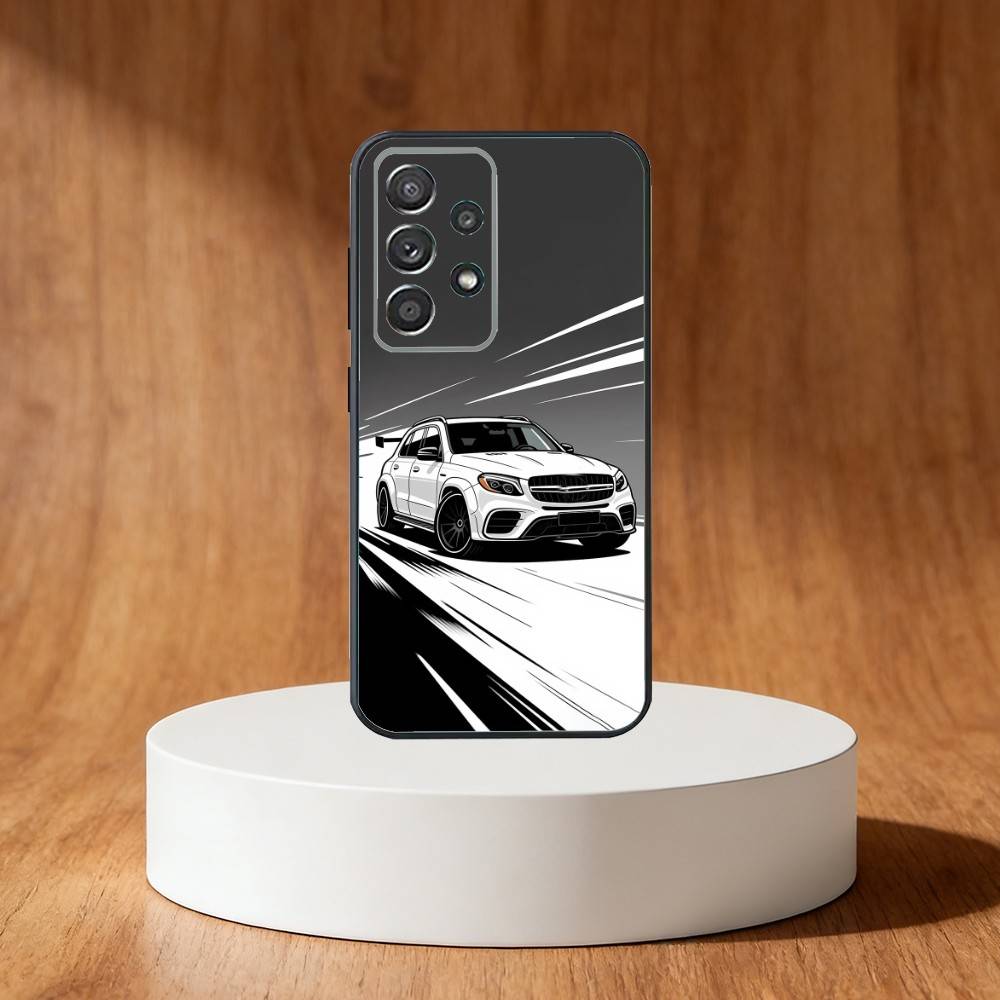 Manga-Style Sports Car Phone Case For Samsung S25,S24,S21,S22,S23,S30,Ultra,S20,Plus,Fe,Note,10,9,5G Black Cover