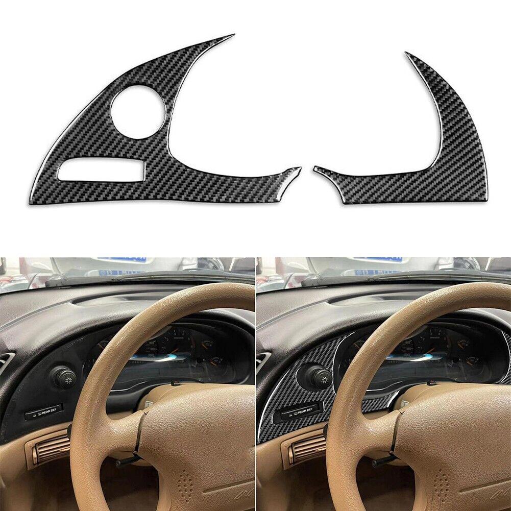 2 Pcs Dashboard Trim Carbon Fiber Cover Trim Interior Decor