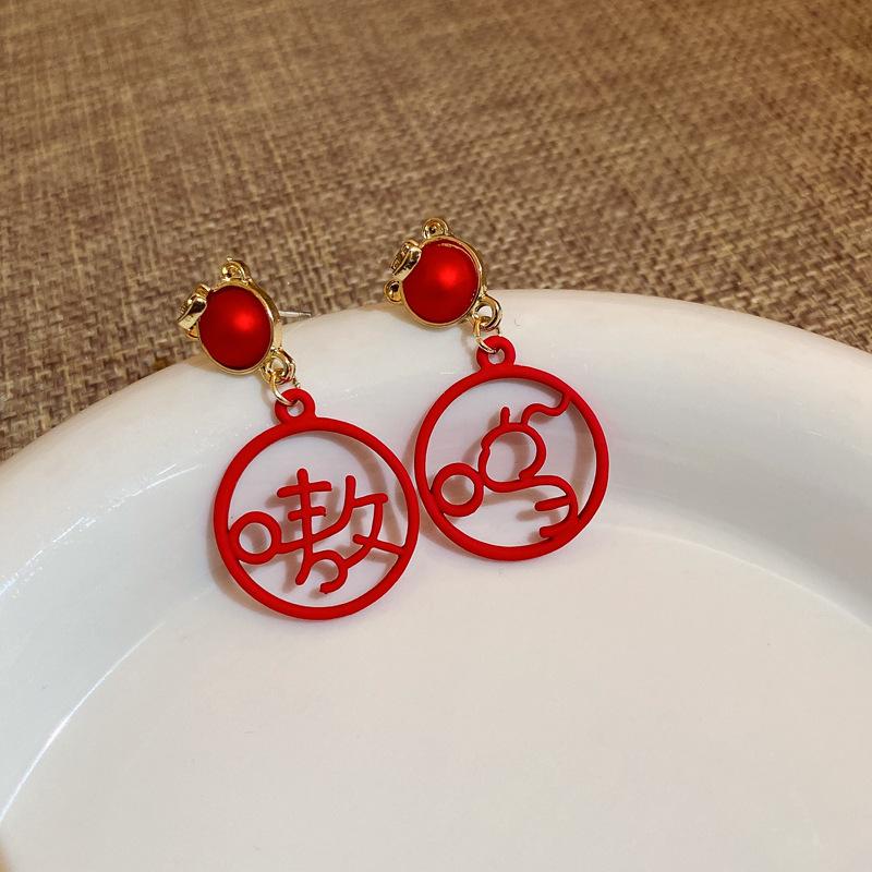 Ancola Silver Needle Red Heart Earrings – Fashionable, Luxurious & Elegant for Autumn/Winter 2025