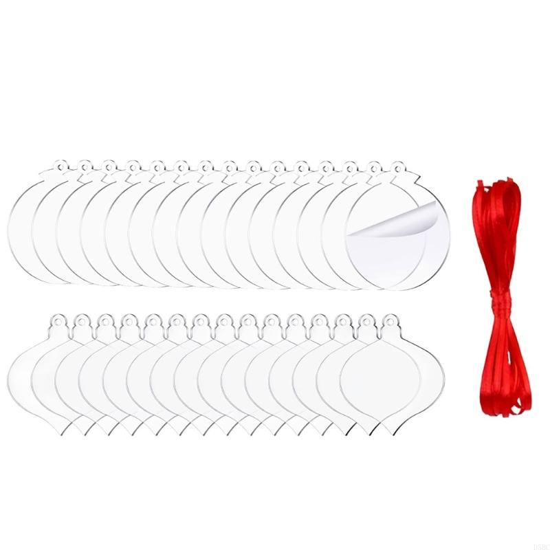Pack of 25 Clear Blank Acrylic Christmas Tree Ornament for DIY Crafting and Holiday Decors