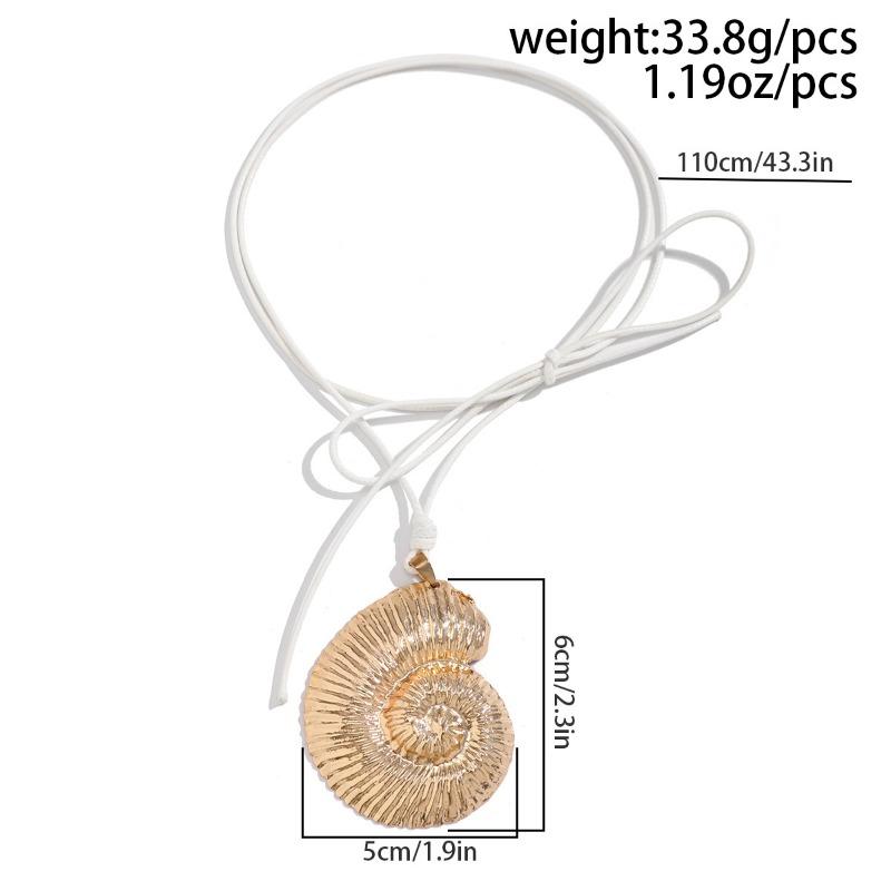 Bohemian Metal Starfish Conch Pendant Necklace for Women Ethnic Ocean Style Rope Necklace Summer Beach Holiday Jewelry