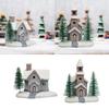 Miniature Christmas Villas Figures Snow House Resin Sculpture Village Scene Home Decoration for Festive Holiday Table Display
