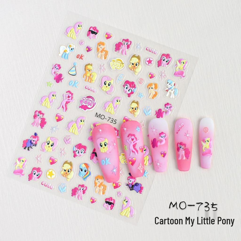My Little Pony 3D Nail Art Stickers for Kids - Embossed Cartoon DIY Designs