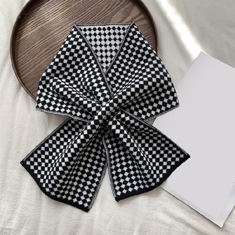 Knitted Checker Neck Gaiter for Daily Use Women Girl Neck Scarf for Winter Wear