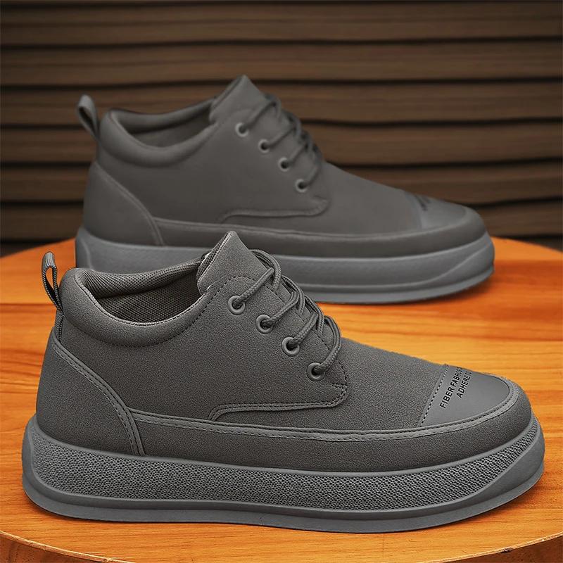 

Fashion Non-slip Males Skateboarding Shoes Man Leisure Shoes 2025 Autumn New Arrival Men s Casual Shoes Men Board Sneakers Beige 44 сірий колір