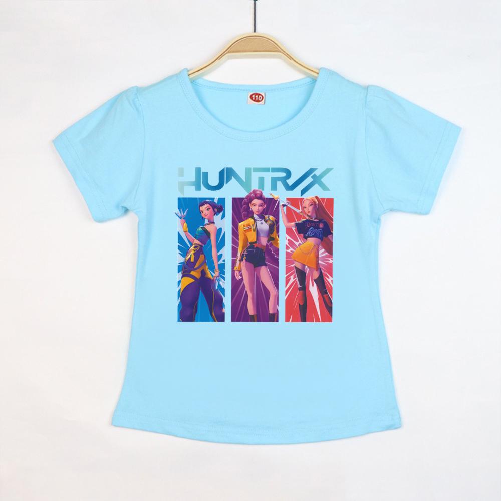 New T-shirt Anime Kpop Witch Hunting Group Printing Children T-shirt Fashion Casual Cartoon T-shirt Girls Children's Clothing