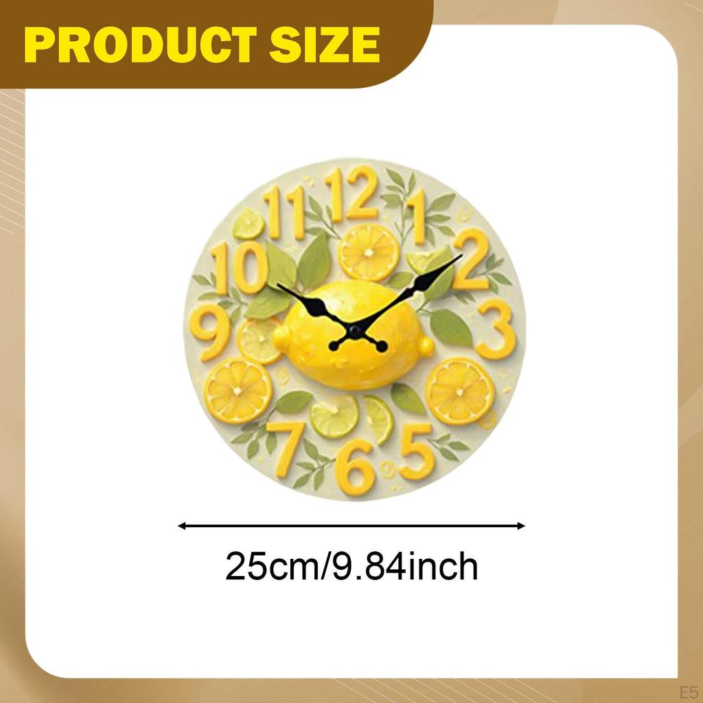 Relógio Decorativo Criativo Estiloso Silencioso Artístico Ornamento de Parede Silencioso para Sala de Jantar Cozinha