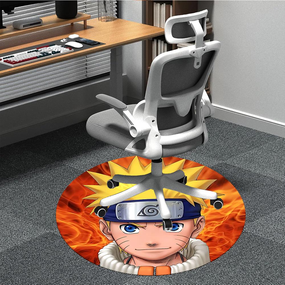 1PC Naruto Office Round Rug, Non-slip, Soft and Durable Office Rug for Interior Decoration, Perfect for Office, Beautiful Decoration