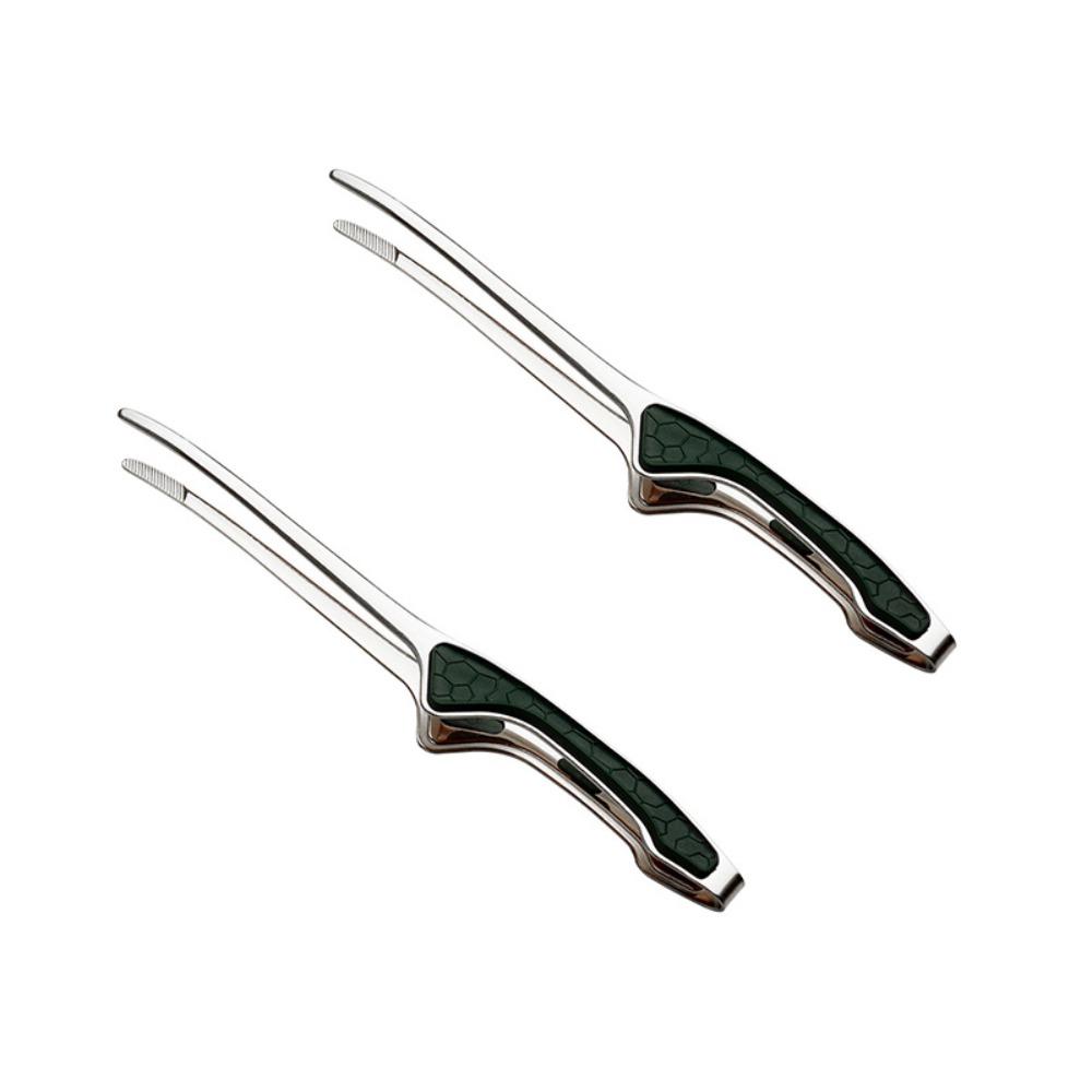 2 Piece Anti-slip Food Tongs Anti-scald Cooking Clamp Kitchen Gadget Bread Clip  Steak серебряный/зелёный