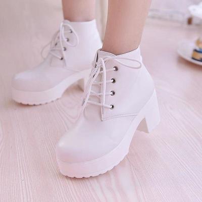Heiße Damen-Einzelstiefel, neue Pferdestiefel, quadratischer Absatz, runde Zehenpartie, Frühlingsstiefel mit hohem Absatz, Schnürstiefel, Übergröße 35-45