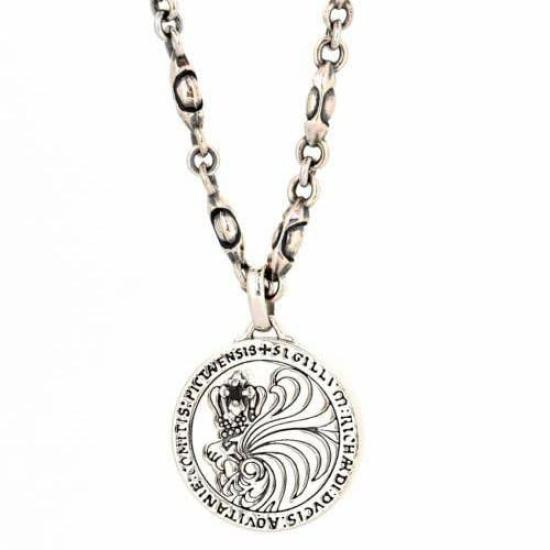 

Wrapped Howl Coin Necklace Kiva Chain 925 Silver with Custom Pouch Brand [Lion Heart] Men s
