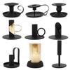 European Style Black & White Wrought Iron Candle Holder, Minimalist Luxury Teacup Design, Single Head, Multi-use Retro Candlestick.