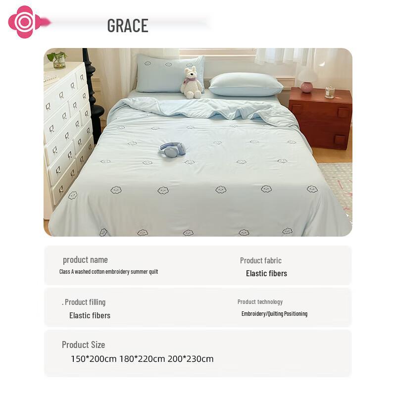 Jieliya Bestickte Gewaschene Baumwolle Sommerquilt-Set