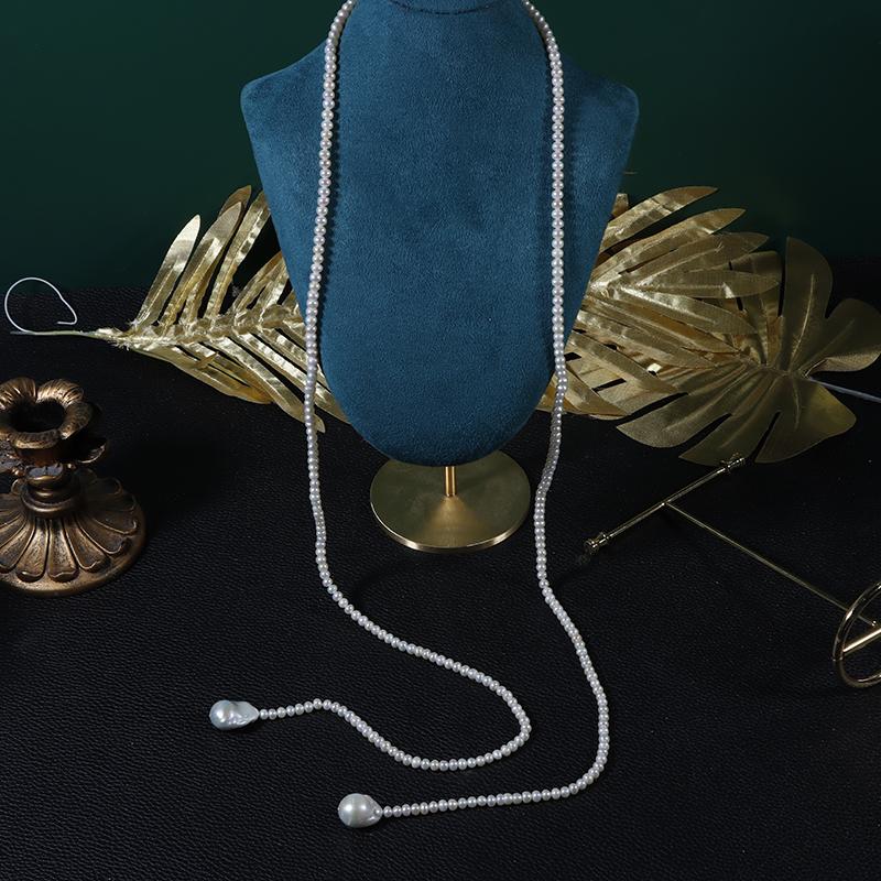 French Classics Irregular Large Pearls Necklace Women Long Sweater Chain Natural Freshwater Pearls