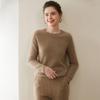 Women's Pure Cashmere Round Neck Sweater - Thickened Knit Pullover, Saddle Shoulder, Autumn/Winter Base Layer.
