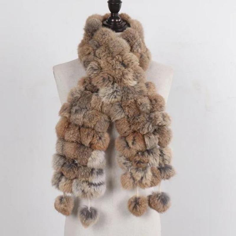 Women Winter Warm Rabbit Fur Scarf Hot Sale Natural Rabbit Fur Muffle Lady Scarves