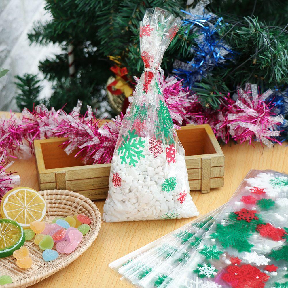 Party Supplies Snack Cookies Storage Xmas Candy Bags Santa Claus Snowman Plastic Baking Packaging
