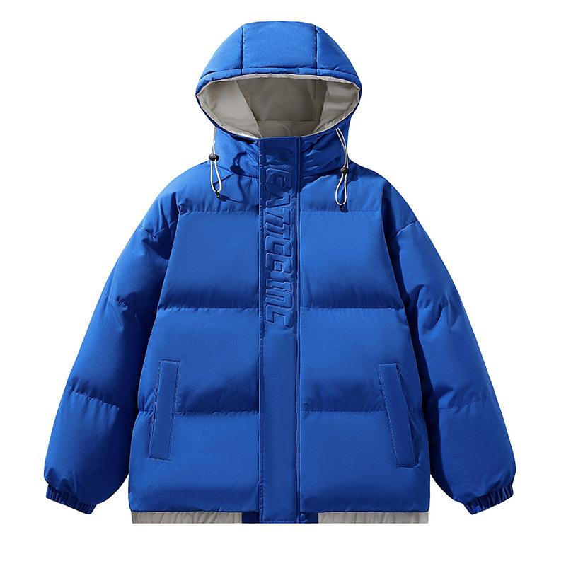 

Thickened cotton jacket men s youth winter warm short couple hooded trendy cotton jacket 3XL синий